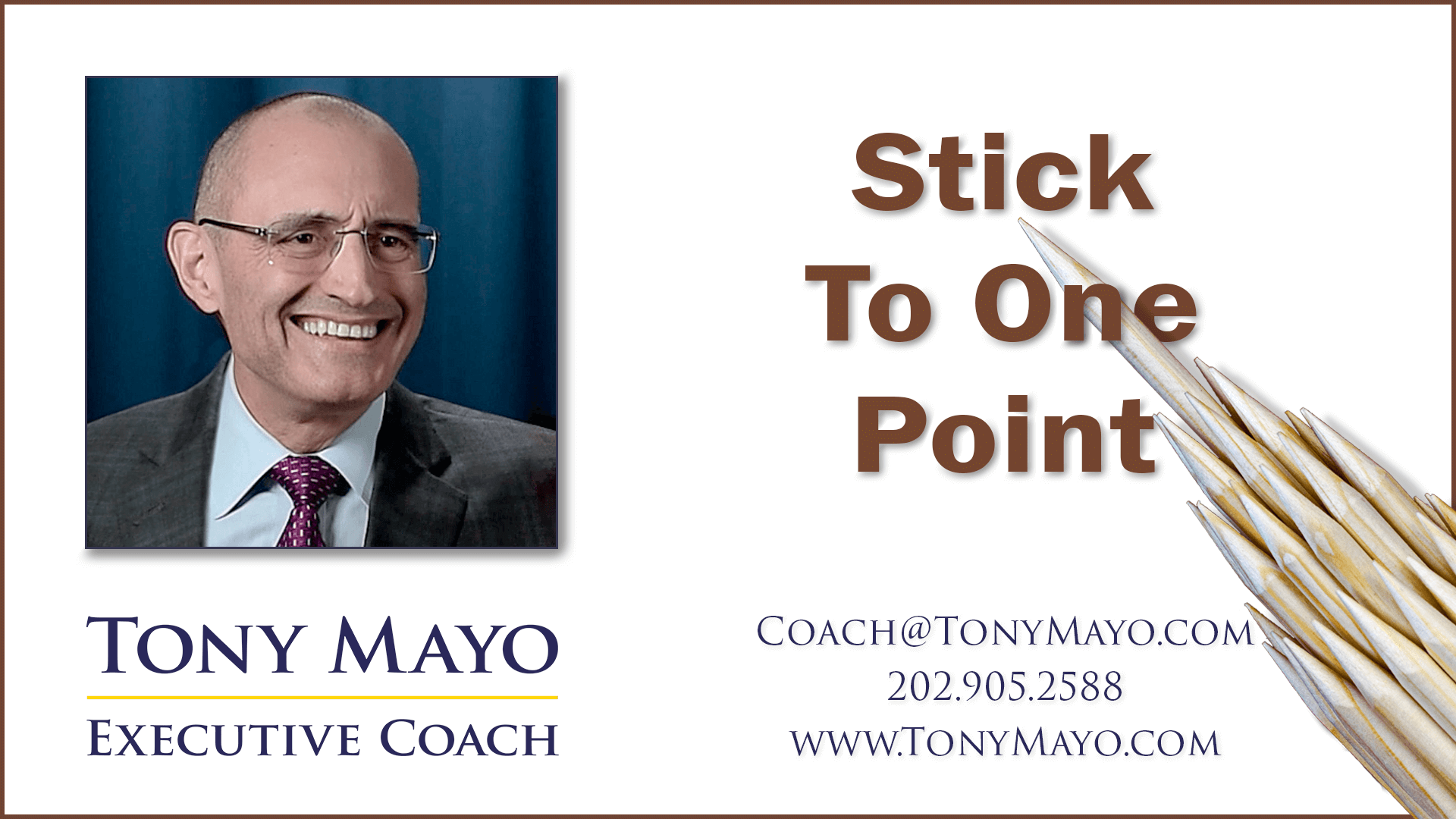 026 Stick to One Point, Make a Big Impact • PODCAST Tony Mayo